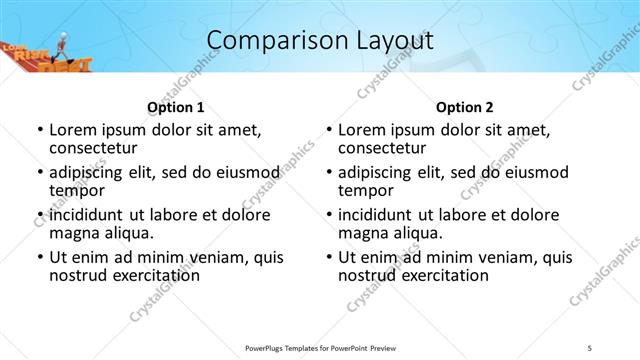 Comparison presentation slide layout