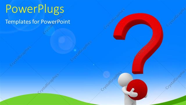  Presentation with character - Human character person holding a big question mark with sky