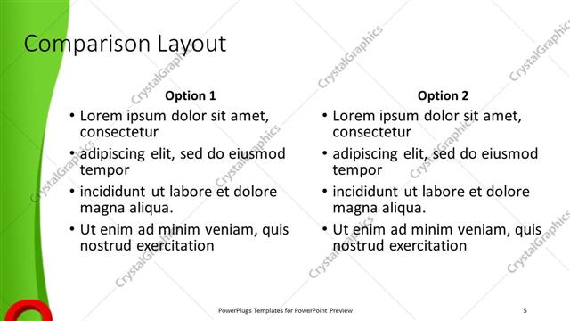 Comparison presentation slide layout