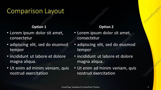 Comparison presentation slide layout