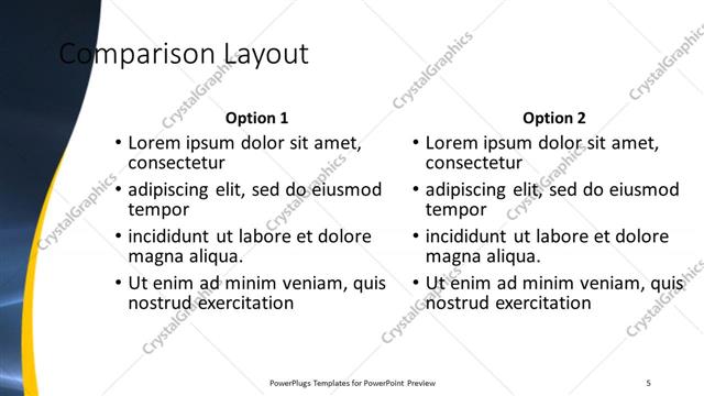 Comparison presentation slide layout