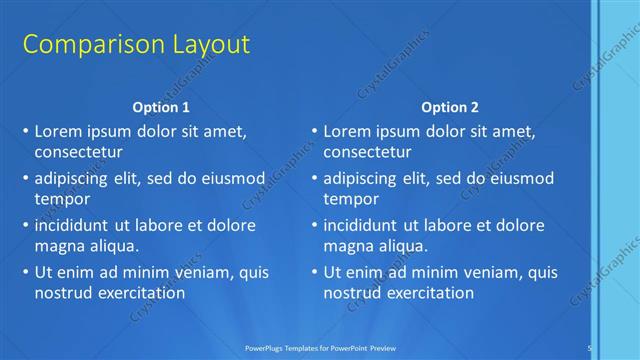Comparison presentation slide layout