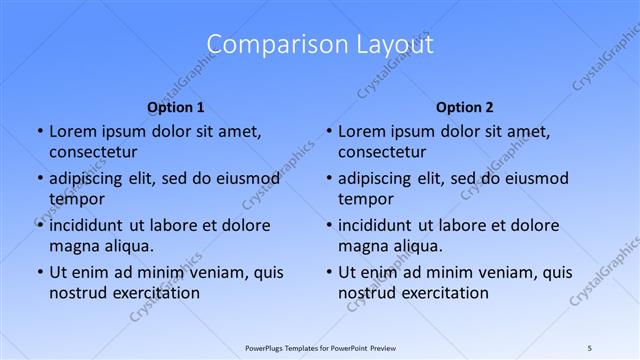 Comparison presentation slide layout