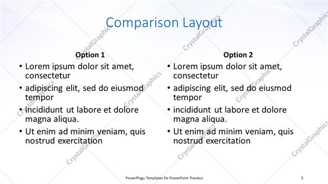 Comparison presentation slide layout