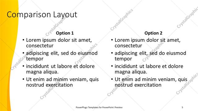 Comparison presentation slide layout