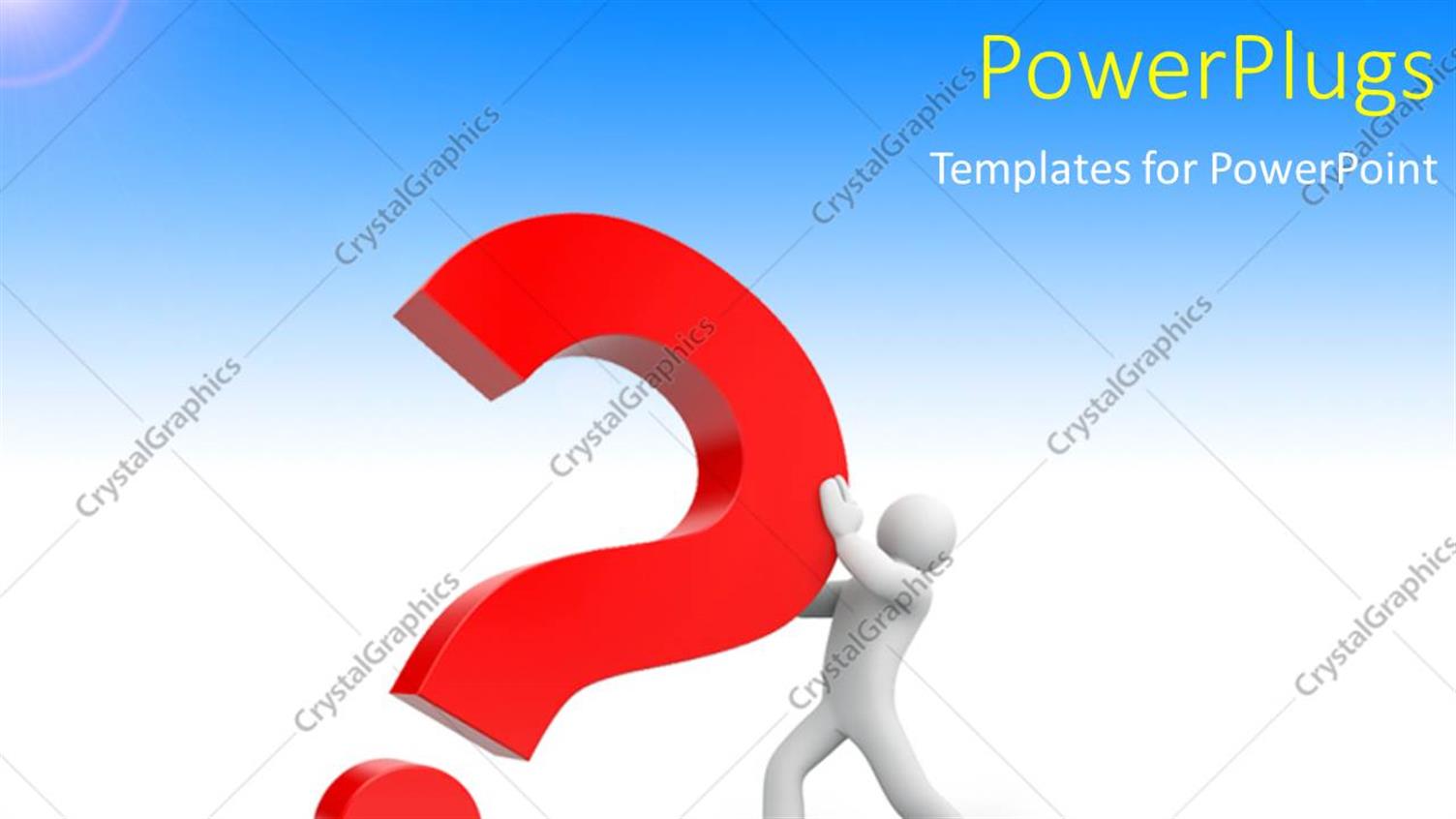 Featuring Human Character Pushing a big Red Color Question with Blue Color