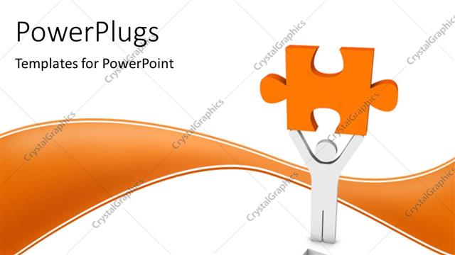  Presentation with orange curve - Human character raising the last puzzle with orange curve
