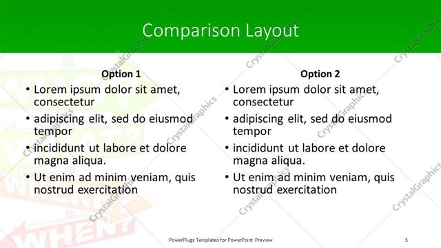 Comparison presentation slide layout