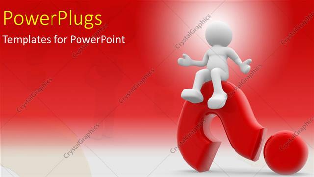  Presentation with human - Human character sitting on a question mark with red color