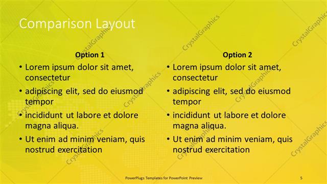 Comparison presentation slide layout