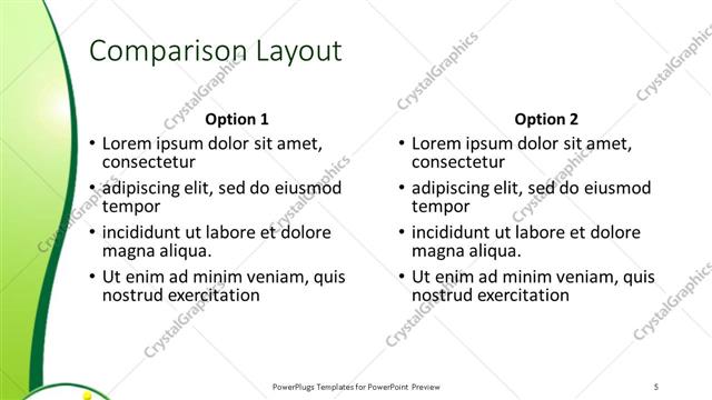 Comparison presentation slide layout