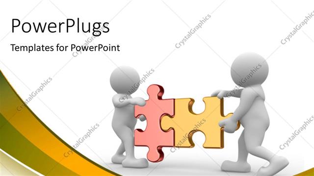  Presentation with together puzzle pieces - Human characters with puzzle pieces synced together with brown curves