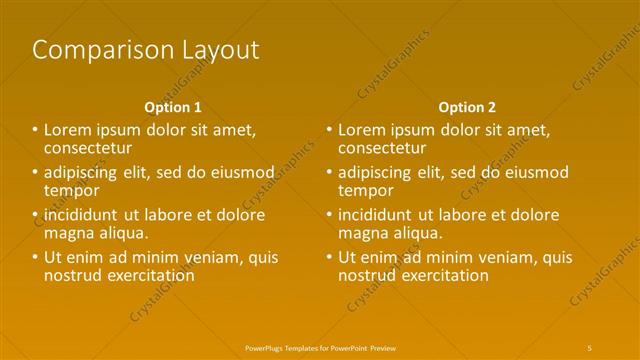 Comparison presentation slide layout