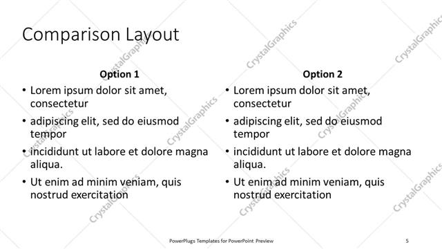 Comparison presentation slide layout