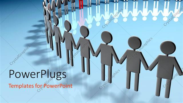  Presentation with unity - Human circle of black humanoid with one in red illustrating teamwork and unity