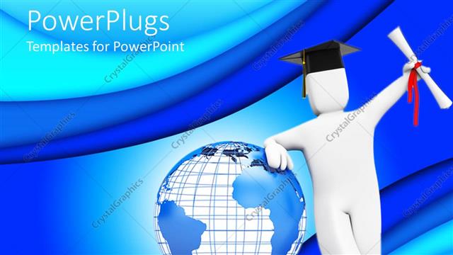  Presentation with scroll - Human depiction with a black graduating cap and scroll