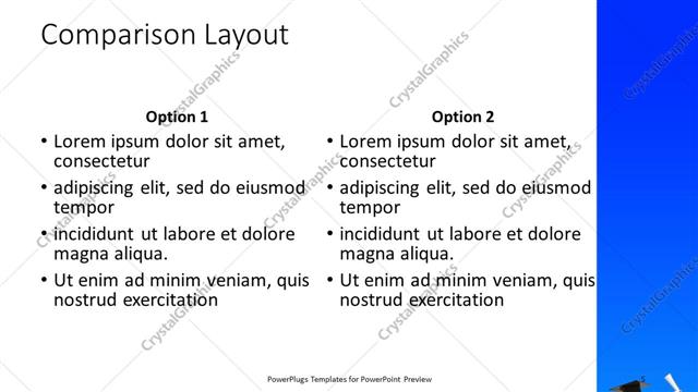 Comparison presentation slide layout