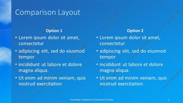 Comparison presentation slide layout