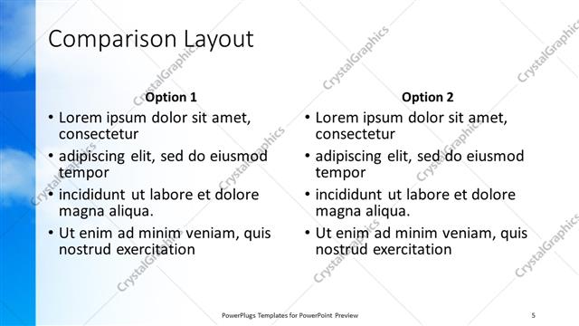 Comparison presentation slide layout