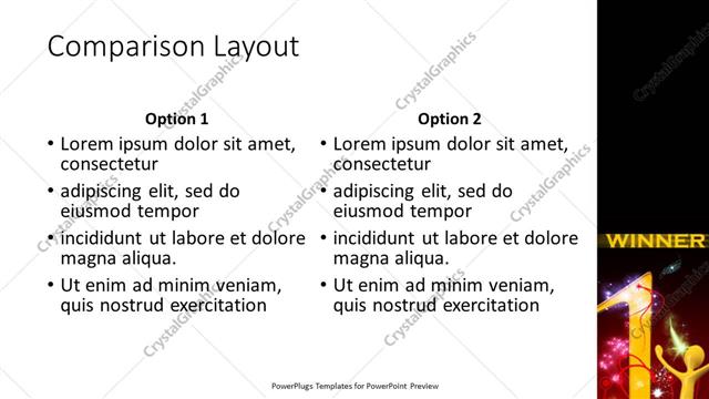 Comparison presentation slide layout