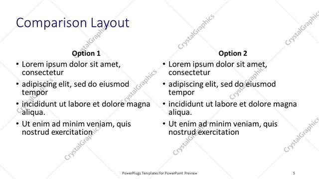 Comparison presentation slide layout