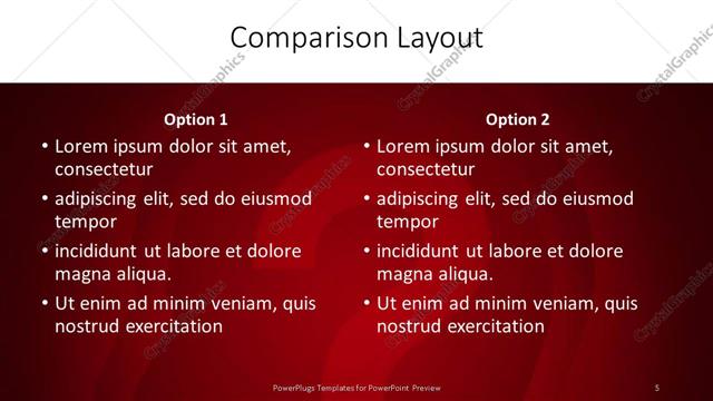 Comparison presentation slide layout
