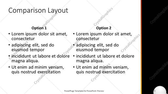 Comparison presentation slide layout