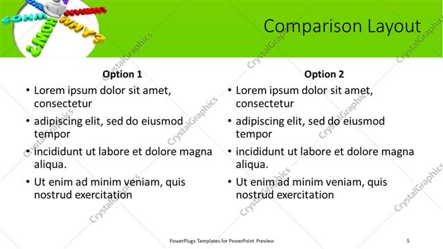 Comparison presentation slide layout