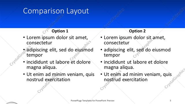 Comparison presentation slide layout