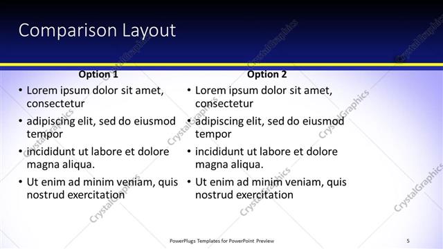 Comparison presentation slide layout
