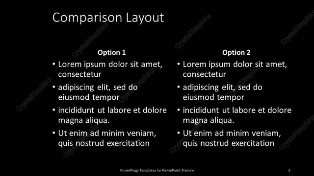 Comparison presentation slide layout