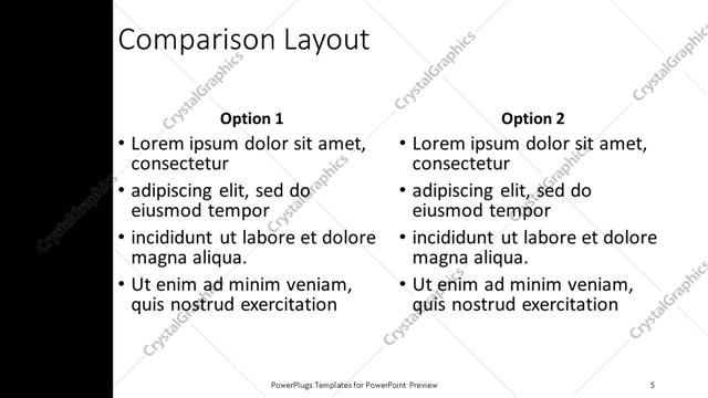 Comparison presentation slide layout