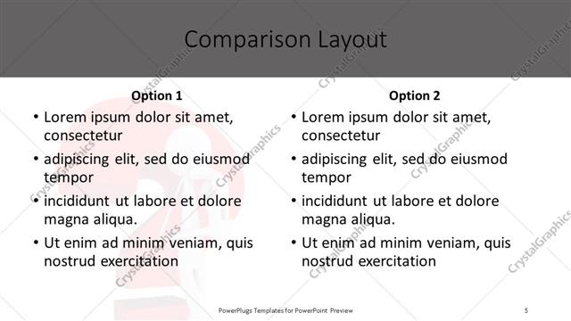 Comparison presentation slide layout