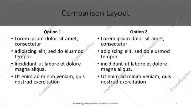 Comparison presentation slide layout
