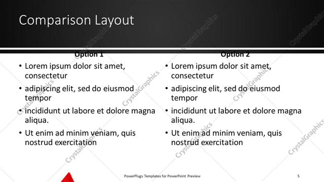 Comparison presentation slide layout