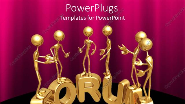  Presentation with forum - Human figures standing on a Forum text on a pink and black background