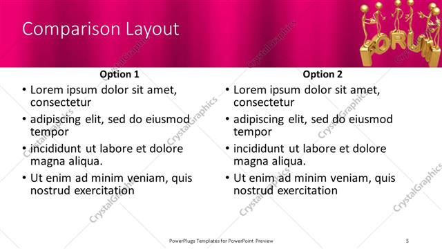 Comparison presentation slide layout