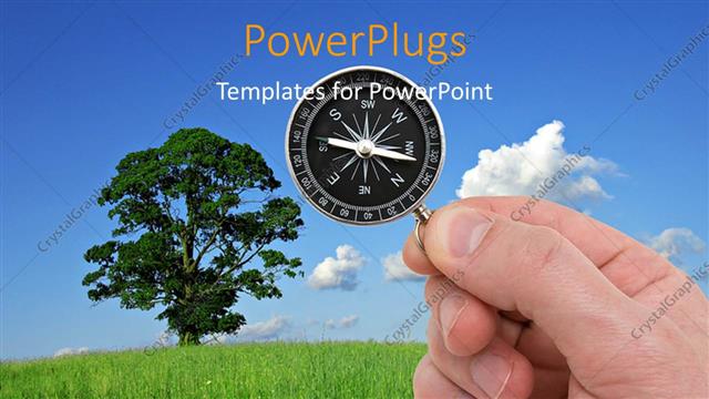  Presentation with compass - A tree with compass and clouds in the background