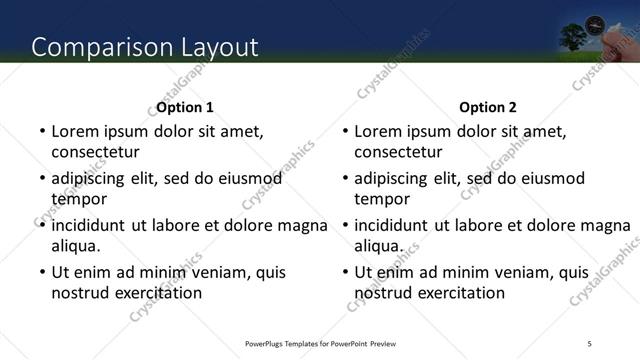 Comparison presentation slide layout