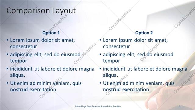 Comparison presentation slide layout