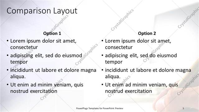 Comparison presentation slide layout