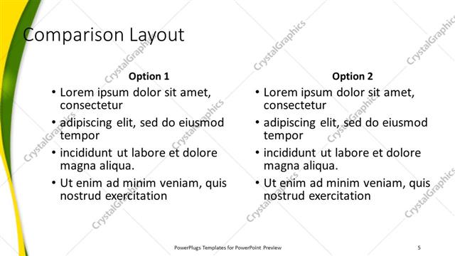 Comparison presentation slide layout