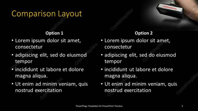 Comparison presentation slide layout