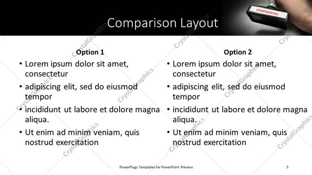 Comparison presentation slide layout