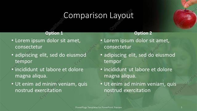 Comparison presentation slide layout