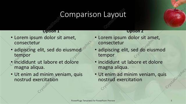 Comparison presentation slide layout