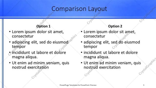 Comparison presentation slide layout