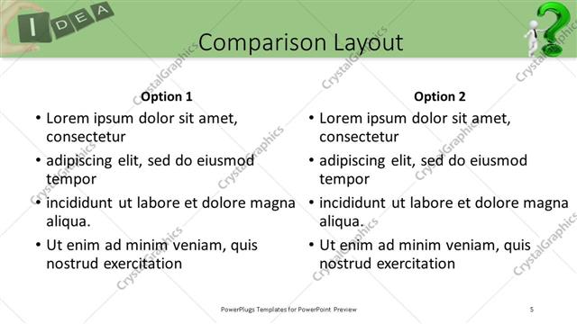 Comparison presentation slide layout