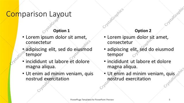 Comparison presentation slide layout