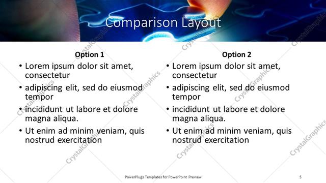 Comparison presentation slide layout